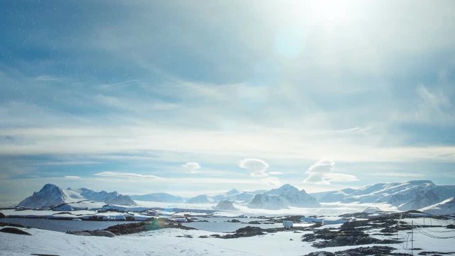 Beautiful snow-capped mountains. Slow motion 4K footage