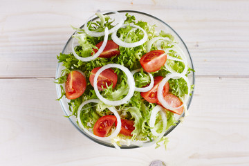 salad on a white wooden table