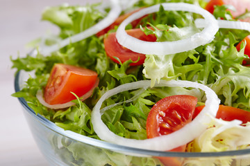 salad on a white wooden table