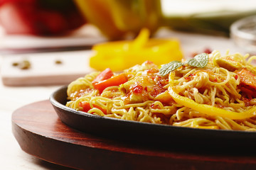 Sweet hot chicken noodles