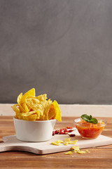 Nachos with hot sauce