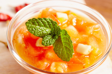 Nachos with hot sauce