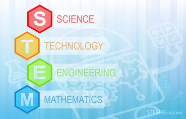 Fotobehang STEM Education Background. Science Technology Engineering Mathematics. © arrow
