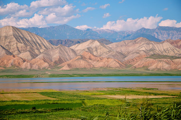 Landscape around lake Toktogul in Kyrgyzstan