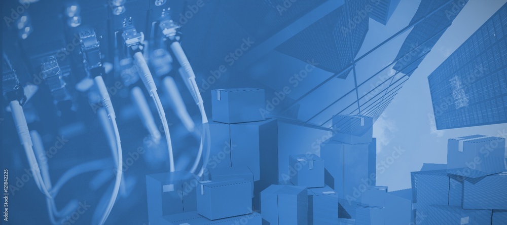 Poster composite image of stacks of packaging containers