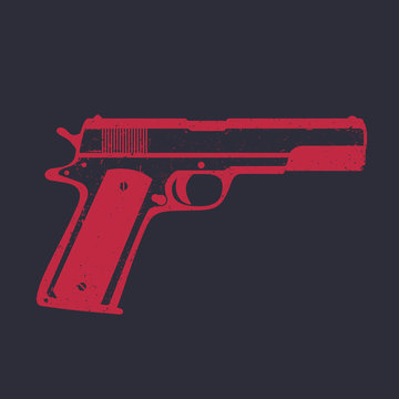classic semi-automatic pistol, handgun on dark