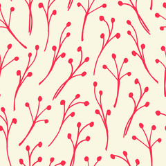 Floral seamless pattern in red on cream background.
