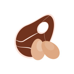 flat design beef steak and eggs  icon vector illustration