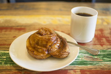 Sticky Bun with Coffee