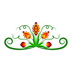 Colorful floral ornament with abstract elements