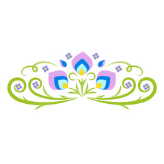Colorful floral ornament with abstract elements
