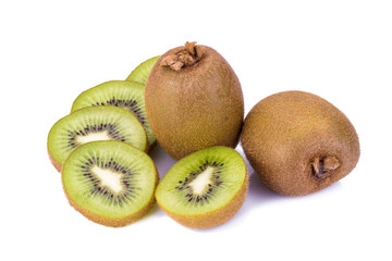 Whole kiwi fruit isolated on white