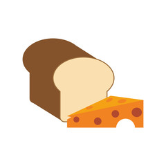 flat design bread and cheese  icon vector illustration