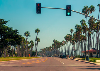 Highway #1 in Santa Barbara, California - Road trip at the US West Coast traveling on the pacific...