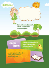Vector modern kid template with cartoon illustrations