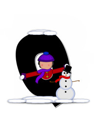 Alphabet Children Building Snowman Q