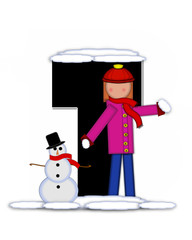 Alphabet Children Building Snowman T