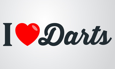 Icono plano i love Darts en fondo degradado