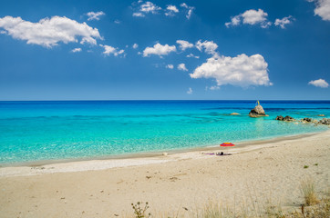 Naklejka na ściany i meble Avali beach, Lefkada island, Greece. Beautiful turquoise sea on the island of Lefkada in Greece.