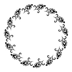 Floral circle frame vector. Design element.