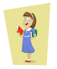 Schoolgirl with books
