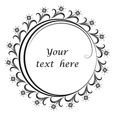 Floral circle frame vector. Design element.