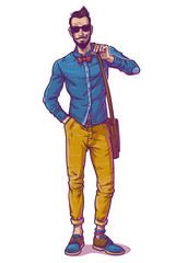 Vector illustration of a fashionable guy