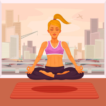 Vector illustration of a girl yoga in the lotus position