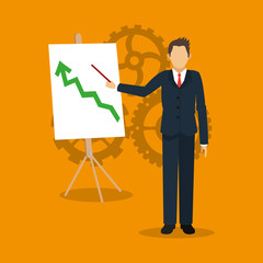 executive person in suit with chart graph business related icons image vector illustration