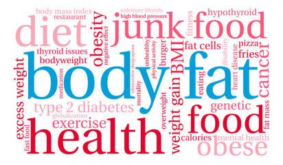 Fototapeta premium Body Fat Word Cloud on a white background. 