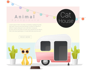 Fototapeta na wymiar Cute animal collection Cat house , vector , illustration