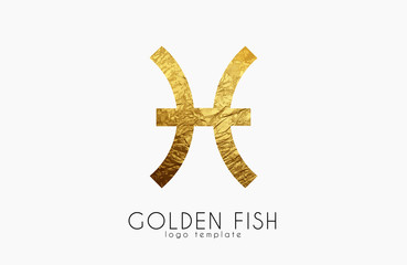 Golden fish. Golden zodiac sign. Fish zodiac