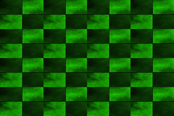 Illustration of an abstract dark green and green chessboard