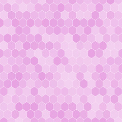 Vector abstract pink gradient background with hexagon shapes different opacity.