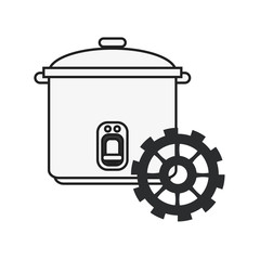 flat design rice cooker and gear icon vector illustration