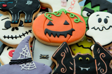 Fototapeta na wymiar Halloween cookies with different shapes