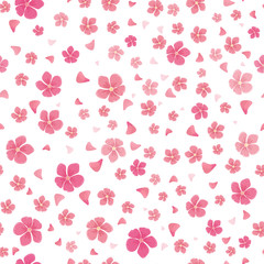 Sakura Flowers Isolated on White. Seamless Pattern.