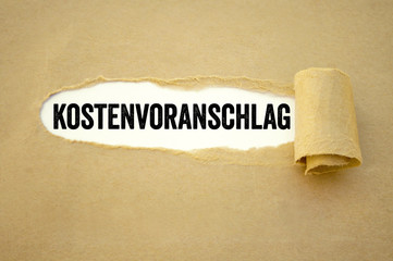 Abgerissenes Papier mit Kostenvoranschlag