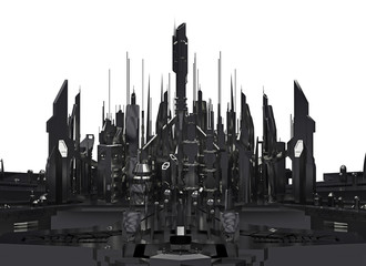 Fototapeta premium dark futuristic city. 3d rendering