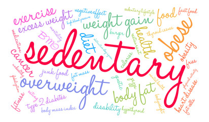 Sedentary Word Cloud on a white background. 