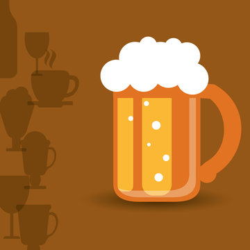flat design glass of beer emblem image vector illustration