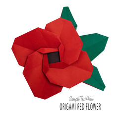 Red origami geometric flower