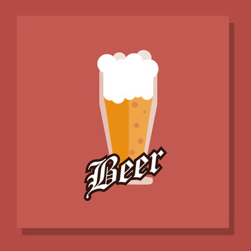 flat design glass of beer emblem image vector illustration