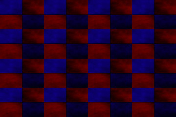 Illustration of an abstract dark blue and red chessboard