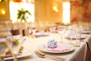 Table setting for an event party or wedding reception. Wedding decorations. wedding concept
