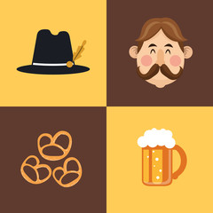 flat design germany oktoberfest beer icons image vector illustration