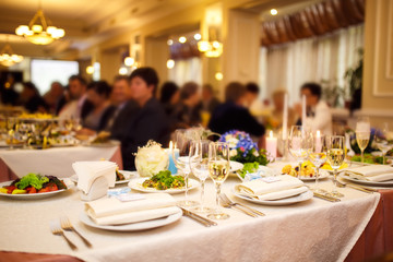 Table setting for an event party or wedding reception. Wedding decorations. wedding concept
