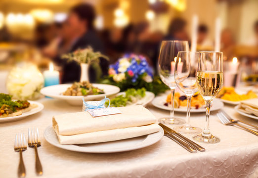 Table setting for an event party or wedding reception. Wedding decorations. wedding concept
