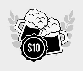flat design glass of beer emblem image vector illustration