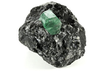 emerald nestled in bedrock found in Muzo/ Colombia
